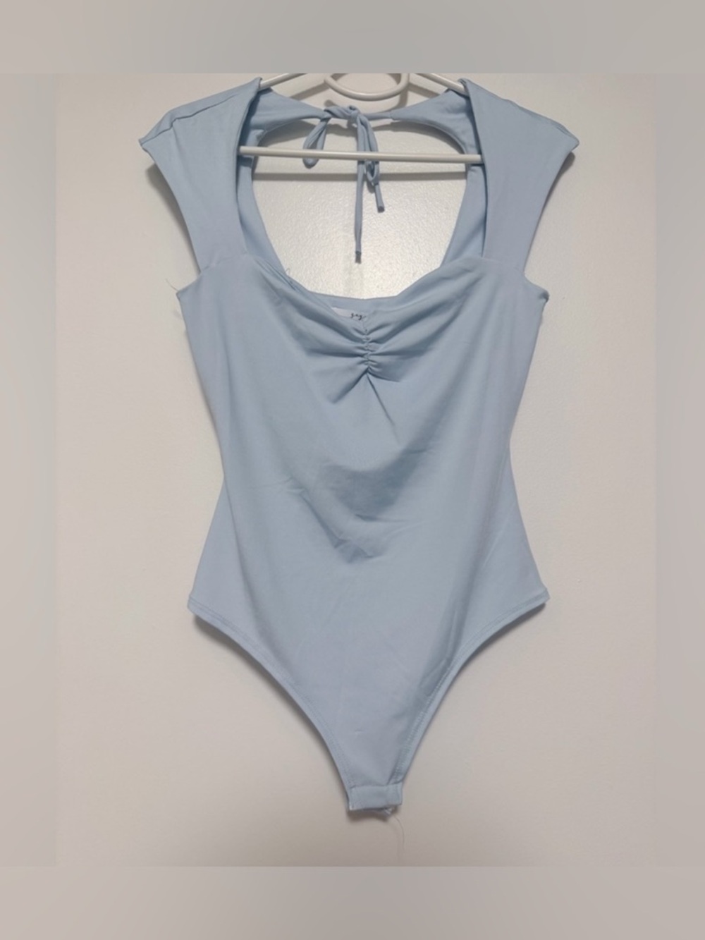 Light Blue Ruched Front Bodysuit